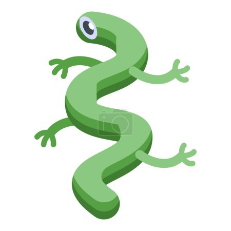 Green snake monster icon isometric vector. Scary baby fun. Creature face kid