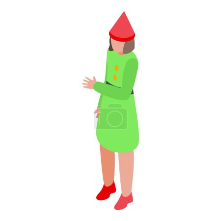 Téléchargez les illustrations : Icône d'elfe de vacances vecteur isométrique. Petit gnome magique. Enchanteur surprise de vacances - en licence libre de droit