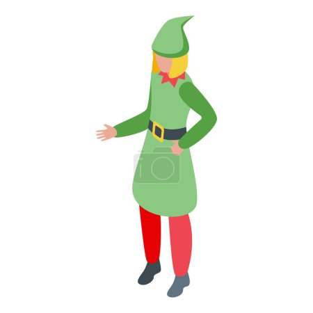Elf Santa helper icon isometric vector. Merry Christmas holiday. Joyous elfin character