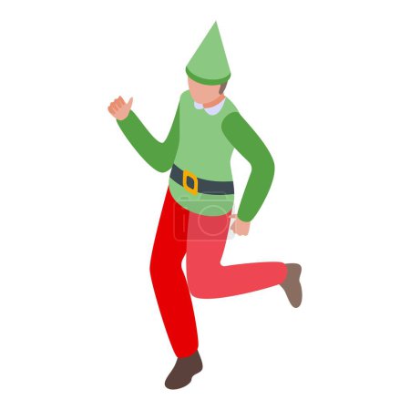 Illustration for Christmas elf icon isometric vector. Tiny jubilant Santa helper. Yuletide diminutive character - Royalty Free Image