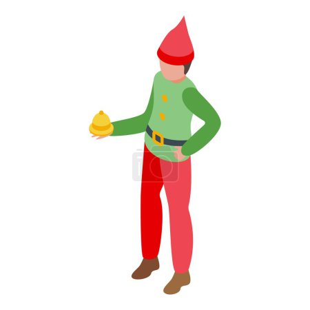Illustration for Tiny fairy elf icon isometric vector. Enchanting Santa helper. Dwarf little creature - Royalty Free Image