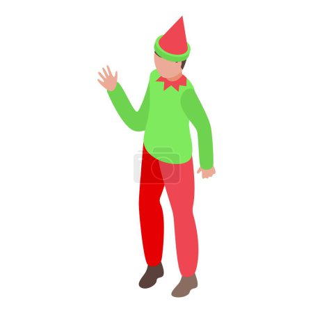 Elfin magical creature icon isometric vector. Yuletide Santa elf helper. Cheerful merry Christmas dwarf