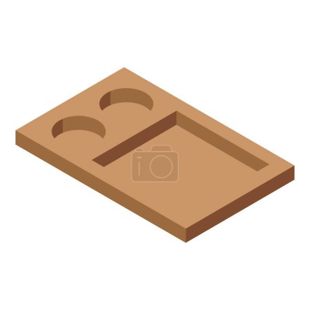 Wooden food tray icon isometric vector. Culinary restaurant platter. Buffet dinnerware item