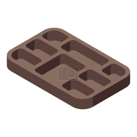Mealtime tray icon isometric vector. Divided serving platter. Culinary restaurant dish holder