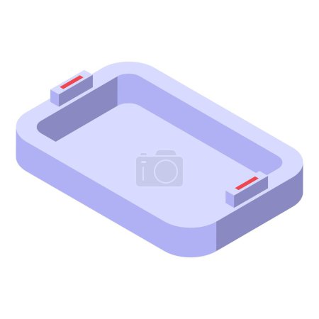 Dining rectangle food tray icon isometric vector. Serving cookery platter. Plastic restaurant meal holder