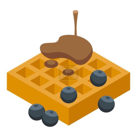 Waffle with maple syrup icon isometric vector. Sweet breakfast. Natural dessert food