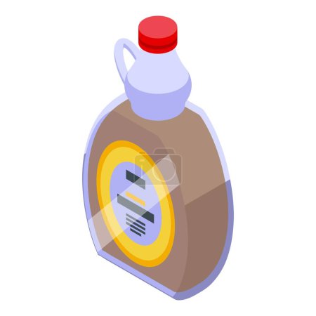 Maple foliage extract fluid icon isometric vector. Arbor natural sugared nectar. Liquid dessert topping essence