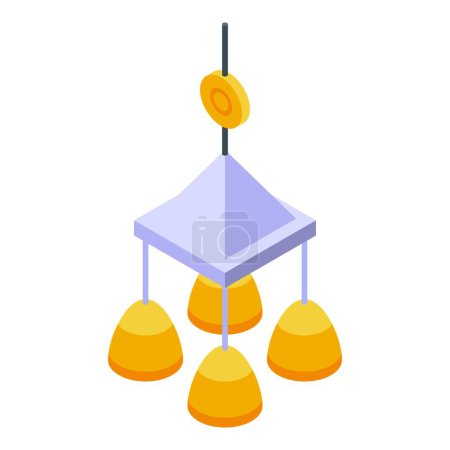 Decorative wind chime icon isometric vector. Home sound arrangement. Ornamental tinkling bells