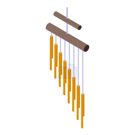 Music wind chime icon isometric vector. Indoor decorative ensemble. Melody tinkling jingles