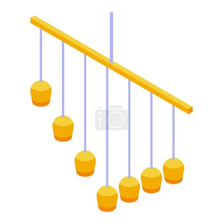 Hanging wind chime icon isometric vector. Percussion instrument. Breeze metallic jingles chain