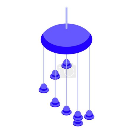 Spiritual wind chime icon isometric vector. Hanging melody tinkling ensemble. Blue color design