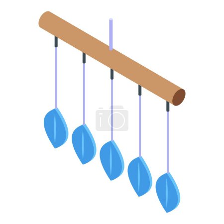 Calming wind chime icon isometric vector. Meditative musical instrument. Hanging tinkling arrangement