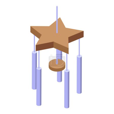 Practical home wind chime icon isometric vector. Spiritual ornamental arrangement. Tinkling melody breeze decoration