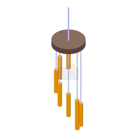 Divine wind chime icon isometric vector. Glory sound jingles hung. Spiritual melody hanging bells