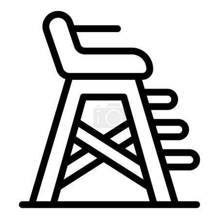 Elevated lifeguard chair icon outline vector. Emergency helping team. Watching around on beach