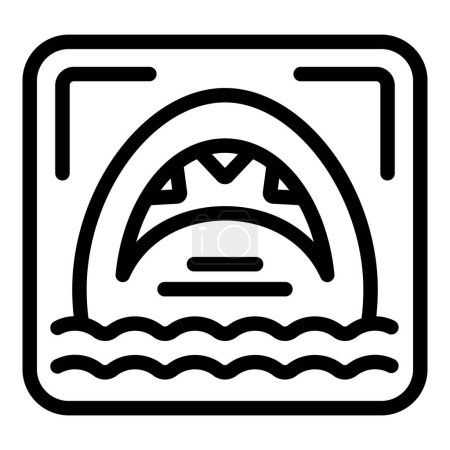 Watch out for sharks icon outline vector. Marine animal warning. Dangerous shark assault