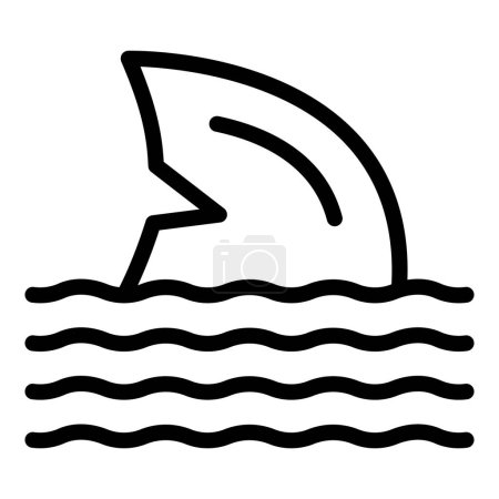 Sharks nearby icon outline vector. Coastline alert. Emergency predator assault