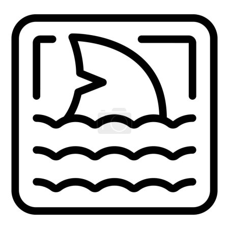 Sharks zone icon outline vector. Dangerous predator area. Aquatic animal hazard