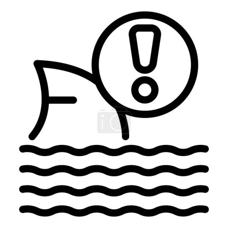 Coastline sharks warning icon outline vector. Marine beach alert. Dangerous aquatic cautionary