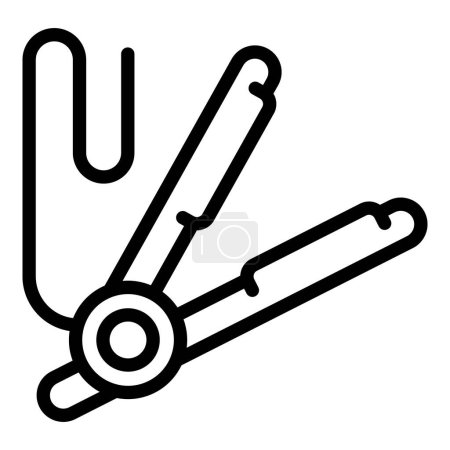 Illustration for Hair straightening machine icon outline vector. Hairdo straight apparatus. Barber grooming instrument - Royalty Free Image