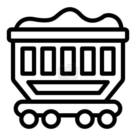 Umrissvektor für Güterwaggons. Frachtlokomotive. Eisenbahnwaggon