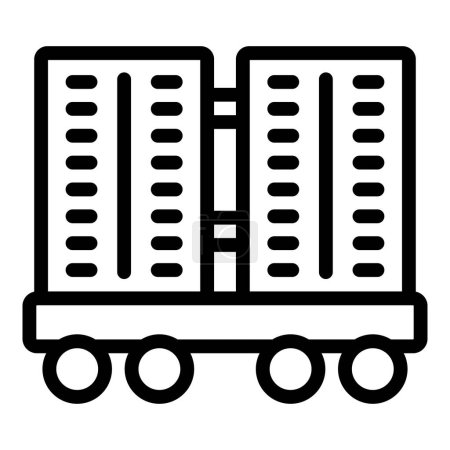 Transport fret wagon icône contour vecteur. Logistique des wagons couverts. Locomotive ferroviaire du train