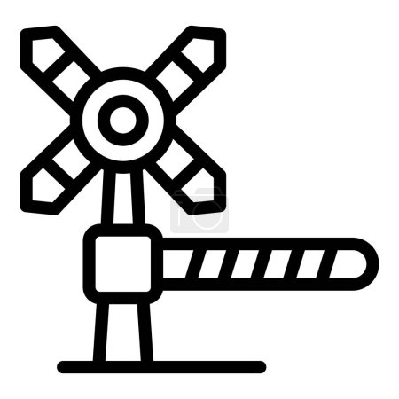 Bahnverkehr Barriere Symbol Umrissvektor. Zugverkehrsmanagement. Güterwaggon