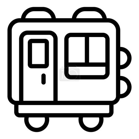 Ilustración de Transporte ferroviario vagón de mercancías icono contorno vector. Distribución de vagones diesel. Transporte de material rodante - Imagen libre de derechos