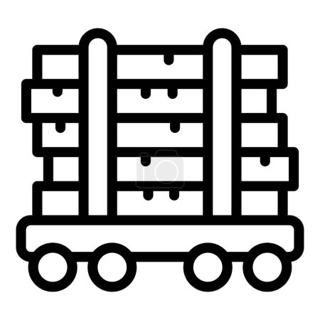 Rails system freight transport icon outline vector. Railcar shipment. Delivery goods logistics