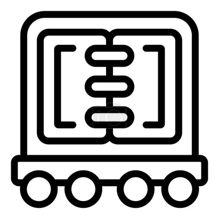 Train fret wagon icône contour vecteur. Logistique ferroviaire. Transport de fret Boxcar