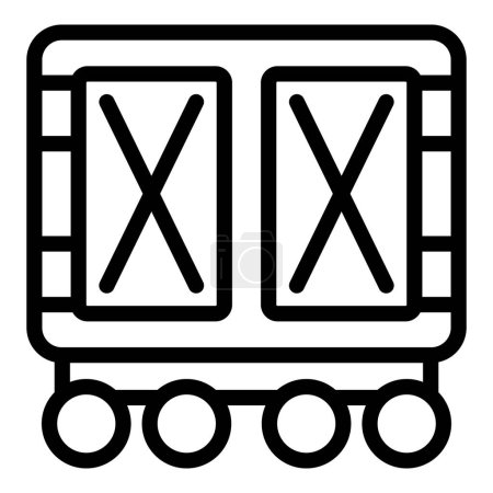Umrissvektor für Frachtcontainer-Symbole. Logistik auf der Schiene. Güterzugverkehr