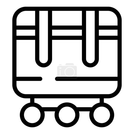 Umrissvektor des modernen Transportsystems. Güterverteilung. Güterwaggon auf der Schiene