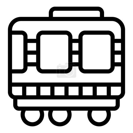 Vecteur de contour d'icône de wagon plat matériel roulant. Logistique du fret de transit. Transport ferroviaire de marchandises