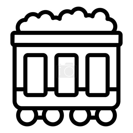 Rohstoffe liefern Güterwaggon-Icon-Umrissvektor. Frachter-Lokomotivcontainer. Pritschenwagen