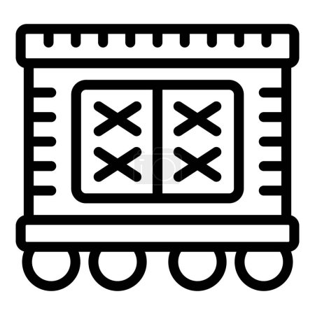Tráfico de mercancías icono contenedor contorno vector. Distribución de locomotoras de transporte. Entrega de bienes servicio de transferencia