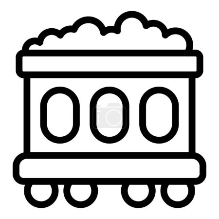 Icône de transport de marchandises contour vecteur. Train fret wagon cargo. Transport ferroviaire de locomotives