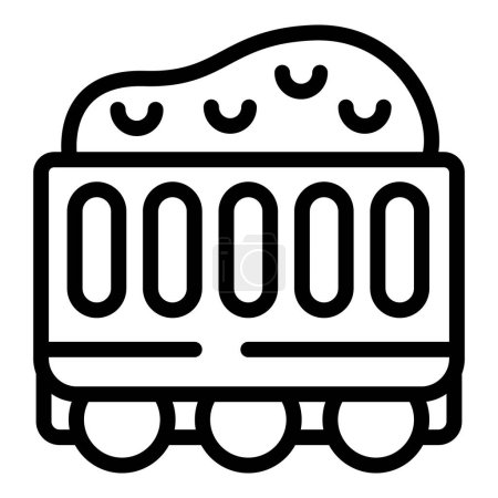 Gütertransporter-Symbole umreißen Vektor. Landgüter-Dieselboxwagen. Eisenbahntransport