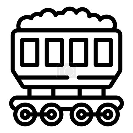 Vecteur de contour d'icône de transport de marchandises. Distribution ferroviaire. Logistique des wagons de fret