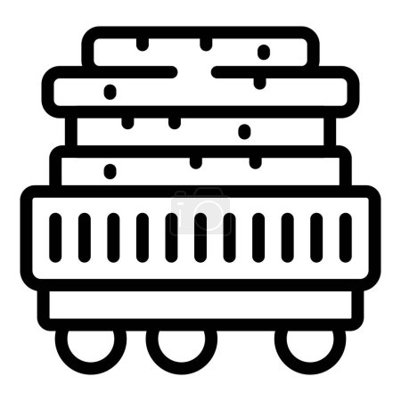 Commercial merchandise distribution icon outline vector. Heavy rolling stock flatcar. Transit overland locomotion