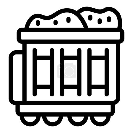 Locomotive diesel engine icon outline vector. Boxcar raw supplies wagon. Commercial goods distribution