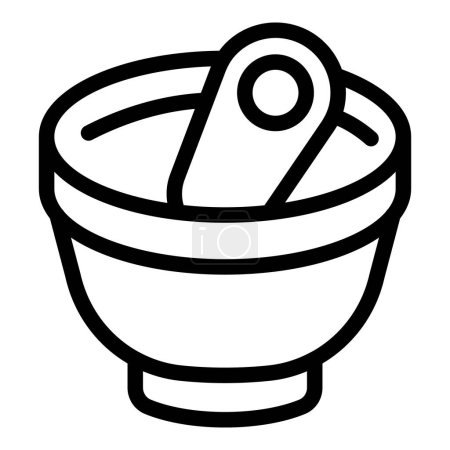 Illustration for Grinding bowl icon outline vector. Kitchen tools. Culinary kitchenware items - Royalty Free Image