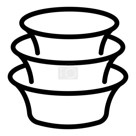 Illustration for Eating bowls icon outline vector. Kitchen dish plates. Table serving vessels - Royalty Free Image