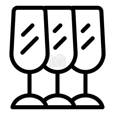 Illustration for Champagne glasses icon outline vector. Beverage glassware. Serving table supplies - Royalty Free Image