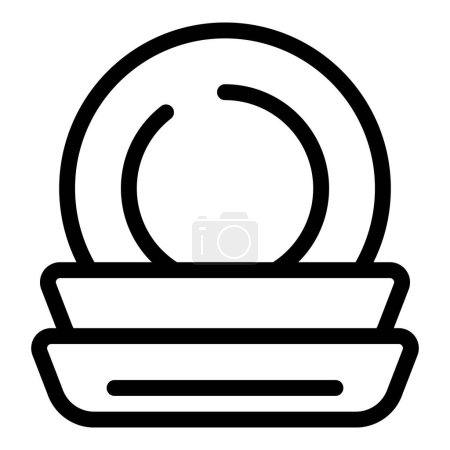 Illustration for Round plates icon outline vector. Dinner serving ware. Household tableware tools - Royalty Free Image