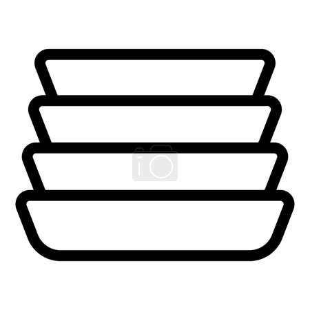 Illustration for Plates stack icon outline vector. Eating tableware. Dinner serving supplies - Royalty Free Image