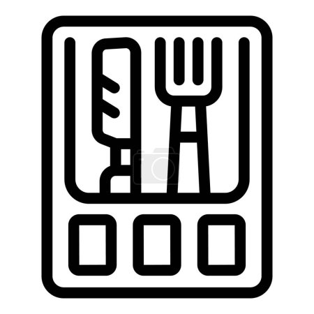 Illustration for Knife and fork cutlery icon outline vector. Eating tools. Kitchenware dining items - Royalty Free Image