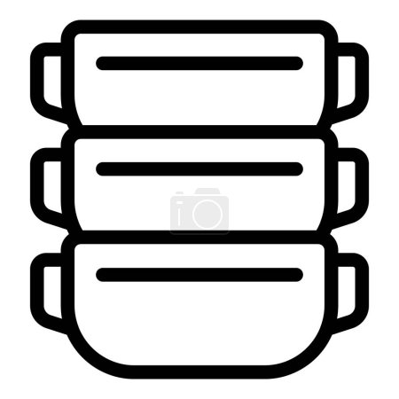 Illustration for Dish collection icon outline vector. Pottery oven bowls. Bakeware culinary accessories - Royalty Free Image