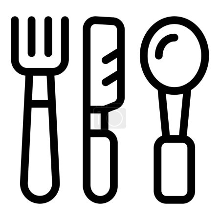 Illustration for Eating cutlery icon outline vector. Spoon and fork utensils. Mealtime food knife - Royalty Free Image