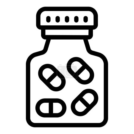 Píldoras anticonceptivas botella icono contorno vector. Anticonceptivo prescripción oral. Acción de concepción preventiva