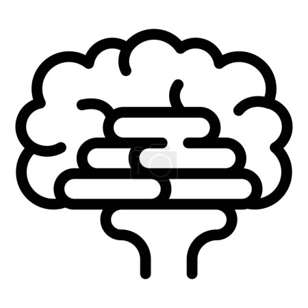Icono de proceso de lluvia de ideas contorno vector. Pensamiento lógico cerebral. Investigación de grupos colaborativos